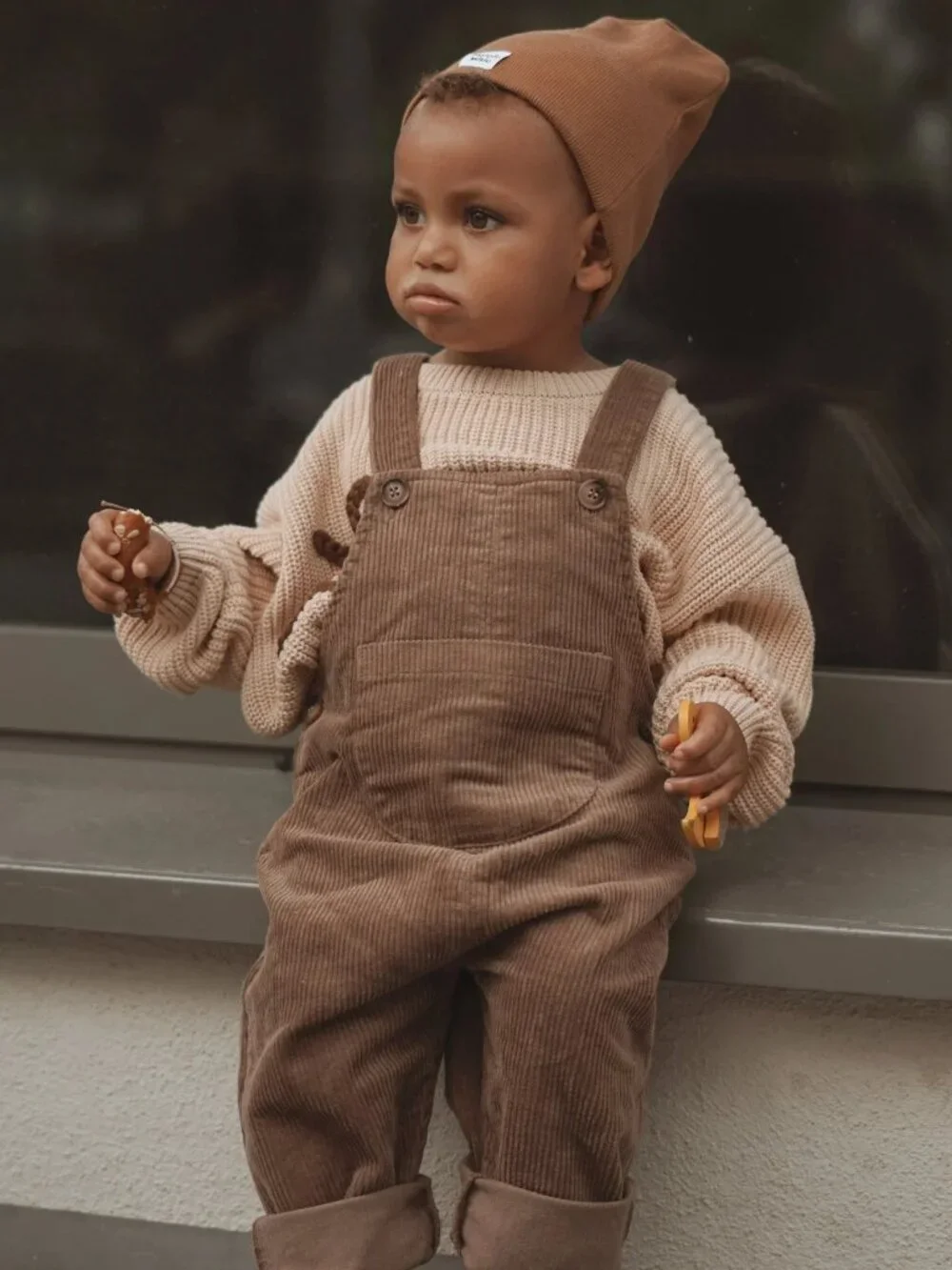 Wyld Bub 4-Piece Toddler Outfit Set 3Y Beau Sweater Overalls Beanie Cuddle Duck